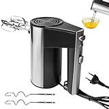 GAOUTO Handmixer Elektrisch Handrührgerät, 450W Elektrischer Handmixer, Mixer Handrührer mit 4*Edelstahl Zubehör, 5 Einstellstufen, Elektrischer Handmixer, Rührgerät Handmixer, Küchenmixer, Schwarz