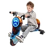 sulckcys Elektro Drift Scooter, Kinder Drift Trike Scooter Mit LED Display, Drift Scooter 360 Grad, Tragfähigkeit 50kg, Geeignet Für Kinder Ab DREI Jahren (Blau, Schwarz, Orange)