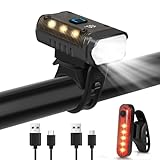 Ainiv LED Fahrradlicht Set, USB Typ C Aufladung Fahrrad Lichter LED Set, Wasserdicht Fahrradlichter, Vorne Frontlicht & Rücklicht Set