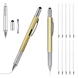 Lumeclat Männergeschenk，6-IN-1 Multitool Kugelschreiber– 2 Stylus-Stifte (Gold) mit 10 Ersatzminen– Tool Pen - Praktisches Werkzeug & stilvoller Stift für Männer