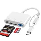 Dalimee 3 in 1 SD Kartenleser für iPhone, iPad, USB C SD Kartenadapter mit SD-, MicroSD- und USB-Steckplätzen, Plug and Play, geeignet für Telefone/Laptops/Tablets/Kameras, etc.