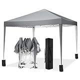 TOOLUCK Pavillon 3x3m Wasserdicht Stabil Faltpavillon Pop up Gartenpavillon Partyzelt Bierzelt Faltbar Gartenzelt mit 4 Sandsack, Höhenverstellbar, Grua