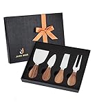 JLIAN MIOR Exquisites 4-teiliges Käsemesser Set, komplette Käsemesser-Kollektion aus Edelstahl (Griff aus Akazienholz), fertig zum Verschenken