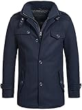 Indicode Herren Brandon Kurzmantel mit Stehkragen | Herrenmantel Wollmantel Mantel Männer Navy M