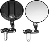KEMIMOTO CNC Motorradspiegel, E24 Geprüft, 360° Drehbar, Runde Lenkerendenspiegel, Kompatibel mit Scooter, Roller- Robuste Aluminiumlegierung