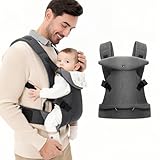 IULONEE Babytrage für Neugeborene Ergonomische Baby Carrier mit abnehmbarem Lätzchen Vorne nach hinten tragen Babyhalter Trage für Kleinkinder 3-36 Monate (3-15kg) Grau