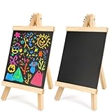 Schiefertafel zum Beschriften Klein, 2 Stück 36 x 20cm Kreidetafel mit Ständer Aufsteller Kreide Tafel Staffelei Buffet Schilder für Restaurant Café Hochzeit Party