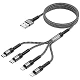 RAVIAD Multi USB Kabel, 4 in 1 Multi Ladekabel Schnell Mehrfach Ladekabel Universal Kabel mit Micro USB Typ C Lightning Kabel für iPhone, Android Samsung Galaxy, Huawei, Oneplus, Sony-Grau [1.2M]