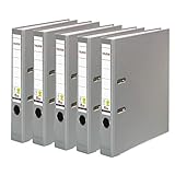 Original Falken 5er Pack PP-Color Kunststoff-Ordner. Made in Germany. 5 cm schmal DIN A4 grau Vegan Ringordner Aktenordner Briefordner Büroordner Plastikordner Schlitzordner