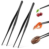 2er-Pack Pinzetten aus Edelstahl, 30 cm Küchenpinzette, professionelle Kochpinzette, kochpinzette edelstahl, grillpinzette, hitzebeständig und langlebig, koch zubehör, schwarz