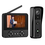 Kabellose Türklingel Kamera mit Monitor, 4,3 Zoll Drahtlose Video Türklingel,110° Betrachtungswinke,1080P kabellose Türklingel mit Zwei-Wege Video,Nachtsicht,lPIR-Bewegungserkennung,kein WLAN/App/ABO