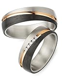 123traumringe Eheringe in Carbon & Titan I Partnerringe mit 5 Zirkonia & Etui I Gravierbare Eheringe mit Ringgröße 50-72 mm I Hochwertige Verlobungsringe in 6 mm Breite & 2 mm Stärke I S 57