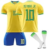 Generisch Brasilianische Nationalmannschaft Nr.10/20 Fußball Trikots Shorts Socken Set für Kinder/Erwachsene, Hause/Auswärts Fussball Trikot Trainingsanzug für Jungen Herren