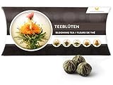 6 Teeblumen Geschenk-Box - Grüntee Variationen, Originelle Idee zum Geburtstag, Muttertag, Weihnachten, tolles Geschenk nicht nur für Frauen und Teeliebhaber, Teeblüten, Erblühtee