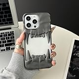 LYWZDZQ 3D-galvanisierte Tigerzähne-Hohl-Telefonhülle für iPhone 16 15 14 Plus 13 12 11 Pro Max, luxuriöse, stoßfeste Schutzhülle, weiche Hülle, mattiert, für iPhone 16 Pro Max