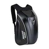 mjmoto Motorrad-Rucksack, wasserdicht, Kohlefaser, Hartschale, reflektierend, für Motorrad-Reisekoffer, Schwarz, Radfahren, Wandern, Camping, Klettern, Reisen, Angeln