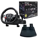 DuLingKer PC Lenkrad mit Pedalen und Schaltung, 270° Gaming Lenkrad für PC/PS4/Switch/PS3/Xbox One/Xbox 360/Android TV, Racing Wheel PC mit Schaltwippen, Vibrationen Feedback