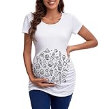 Baby Langarmshirt Umstands-Top, T-Shirt, Top, Umstands-T-Shirt Damen Kleider (White, XL)