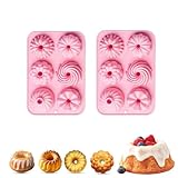 OYUUJII Mini Silikon Gugelhupfform,2 Stück Gugelhupf Backform Wiederverwendbar Gugelhupf Kuchenform Klein Antihaftbeschichted Backformen Gugelhupfform für Kekse,Bagels,Muffins,Kuchen,Krapfen(Rosa)