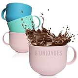 Mycompany. Kaffeetassen Set 6er mit Henkel. Trinkbecher Kinder 6x600ml. Tassen Set Bruchsicheres XXL. Trinkbecher Plastik aus Bpa-freim in Pastellfarben.