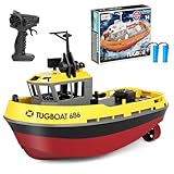FORMIZON Ferngesteuertes Boot, 1:72 DIY Simulation Modell RC Boot mit LED Lichtern, 2,4 GHz Spielzeug Schiff Ferngesteuert RC Rettungsboot, Pool Spielzeug für Kinder und Erwachsene