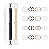 15-teiliges BH-Träger-Clips-Set für Damen, elastisch, verstellbar, mit Bolzenschnalle, weich und bequem, elastisch, passend für alle Körbchengrößen, rutschfest, verstellbar und verdeckend (schwarz +