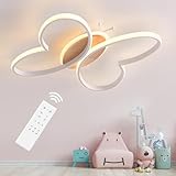 Dythwron Kinderzimmer Lampe Decke, 38cm Kinderzimmerlampe Mädchen, 40W LED Deckenlampe Kinderzimmer mit Fernbedienung mit Nachtlichtfunktion, Schmetterling Deckenleuchte für Kinderzimmer (Weiß)