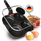 endusor Spiegeleipfanne induktionsgeeignet (21cm) mit Deckel - Eierpfanne & Pancake Pfanne mit Antihaft-Beschichtung für [ Induktion Gas Ceran Elektro] Egg Pan Augenpfanne für Spiegelei Ei