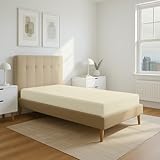 Pizuna 800 Fadenzahl Baumwolle Spannbettlaken 80x200-90x200 cm Neues Elfenbein, 100% Langstapelige Spannbetttuch, Weiche Mako Satin-Webart passt bis zu 40cm Matratzenhöhe (100% Baumwolle Bettlaken)