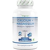 Calcium 800 mg + Magnesium 400 mg (2 Tabletten) - 365 Tabletten - 6 Monatsvorrat - Kalzium + Magnesium-Komplex im 2:1 Verhältnis - Vegan - Laborgeprüft - Hochdosiert