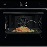 AEG TB8SB73ZAB Multifunktionsofen, 70 l, Dampfreinigung, 25 Funktionen, 119 automatische Programme, Thermalsonde, Dampfgaren, Touchscreen, WLAN-Konnektivität, Schwarz