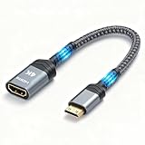 Mini HDMI auf HDMI Adapter 4K 60Hz, Mini HDMI Stecker auf HDMI Buchse Konverter mit 3D HDR 18Gbps, für DSLR Camcorder Laptop Tablet Monitor HDTV Projektor PS5 Xbox Nintendo Switch Raspberry Pi