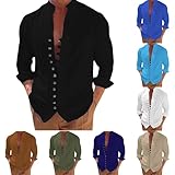 Freizeithemden für Herren, langärmelig, atmungsaktiv, Button-Down-Shirt, langanhaltender Komfort, Retro-Stil, Urlaubshemd, leicht, Alltag, normale Passform, einfarbiges Oberteil, khaki, 6XL