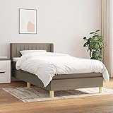 Hommdiy Boxspringbett mit Matratze Polsterbett Einzelbett Bettgestell Bett Bettrahmen Lattenrost Schlafzimmerbett Hotelbett,80 x 200 cm,Taupe,Vertikale Streifen