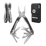 Swiss+Tech Multifunktionszange 16-in-1 Multi-Tool Edelstahl Multifunktionale Zange Faltbar Multitool Werkzeug G10-Griff mit Messer Schere Flaschenöffner für Wandern Camping Reparieren mit Tragtasche