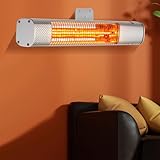Außenheizstrahler, 1500 W elektrischer Terrassenheizstrahler mit Fernbedienung, Infrarot-Wandheizstrahler/Stativ, IP65, für drinnen und draußen, für Restaurant, Garten, Garage, Terrasse(Without Stand)
