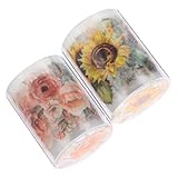 NOLITOY 2 Rollen Dekoratives Pet Klebeband Je mit Pflanzenmotiven Sonnenblume Orange Langlebig Einfach zu Schneiden Vielseitig für Scrapbooking Tagebuch Kalender DIY Bastelmaterial
