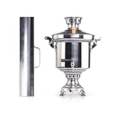 Samowar 5 L aus Edelstahl mit Schornstein Holzkohle Русский самовар на дровах Charcoal Tea Maker with Chimney Rohr Russischer Samovar