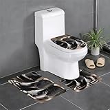 3-teiliges Badezimmerteppich-Set, Cowboy-Hut, Westernstiefel, Badematte und WC-Deckelbezug für Zuhause
