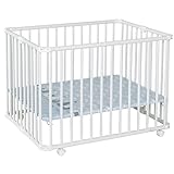 Geuther 2261 Laufgitter Lucilee Passung: 76 cm x 97 cm 3-fach werkzeuglos höhenverstellbar gepolsterter Laufstall in 4 Farbvarianten und 7 Designs erhältlich Farbe: Weiß Muster: Lama