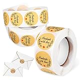 Angoily 2 Rollen Liebe Aufkleber Runden Handgefertigter Etikettenaufkleber Handgefertigte Etiketten Mason Konservenaufkleber Siegel Aufkleber Kreis Runde Aufkleberetiketten Für Kraftpapier