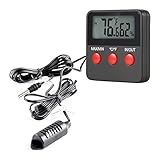 GERUI batteriebetriebener Temperatur-/Luftfeuchtigkeitsmesser für Terrarien 'Digital-Thermo-/Hygrometer, fernfühlend, 6 × 6 cm' Digitales Thermometer Hygrometer, für Reptilien,Terrarium, Haustiere