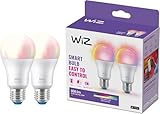WiZ E27 Tunable White & Color 2er-Pack LED Lampe, 60W, dimmbar, 16 Mio. Farben, smarte Steuerung per App/Stimme über WLAN, Doppelpack
