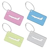 4 Stück Kofferanhänger Koffer Aluminium Gepäckanhänger Kofferanhänger 75 * 45mm Vielseitig und Praktische Adressanhänger, Namensanhänger & Gepäckanhänger, Robust & Sicher, (4 Farben)
