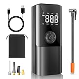 Elektrische Luftpumpe 6000mAh, Viafexna Akku Luftpumpe Elektrisch 150 PSI 12V, mit Manometer für Autoreifen, Fahrrad, Ball, Luftmatratze, Luft-Ballon-pumpe, kann als Notlampe und Mobile Leistung