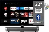 Reflexion_TV LDDW22iSB+ | DVD-Player | Smart-TV | 22 Zoll | für Wohnmobile und Wohnwagen | 12V KFZ-Adapter | mit Soundbar | Full-HD Auflösung | HDMI, WLAN, Bluetooth | erschütterungsfest, schwarz