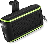 Workingda Powerbank Solar Ladegerät, 12000mAh Kurbel Generator mit Dual USB Ausgängen und Taschenlampe Externer Akku für Smartphones, Tablets und mehr