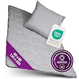 AddLiving Seerzucker 2in1 Bettenset grau | Steppbettdecke 135x200 & Kopfkissen 80x80 Set | Bettwaren & Bettwäsche | Waschbare Bettdecke & Schlafkissen | Atmungsaktiv & Pflegeleicht | Öko-Tex 100