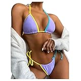 jieGorge Badeanzug Frauen Sexy, Frauen Bandeau Bandage Bikini Set Push Up brasilianische Bademode Beachwear Badeanzug, Bademode Bauchkontrolle Gr. 44, violett