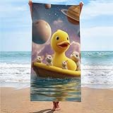 Cartoon-Strandtuch, kreatives Entchen, Mikrofaser, großes Badetuch, schnell trocknend, sanddicht, geeignet für Outdoor-Yoga-Übungen (05, 75 x 150 cm)